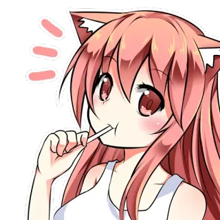 😊 Anime, Ragazza gatto, Kawaii, Lecca lecca, Carino, Adesivo, Manga telegram sticker