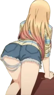 🍑 Fille anime, Short déchiré, Fesses, Dessin animé, Femme, Blonde telegram sticker