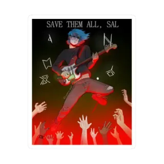 🎸 Sal Fisher SAVE THEM ALL, SAL sally face, gitarre, videospiel, fan art, kunst telegram sticker