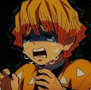 😭 Zenitsu Agatsuma Demon Slayer Anime, Demon Slayer, Zenitsu, chorando, assustado, emocional, Sticker telegram sticker