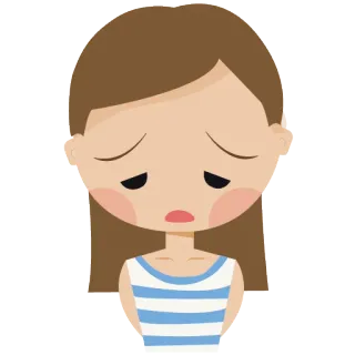 😔 sedih, kesal, kartun, gadis, kecewa telegram sticker