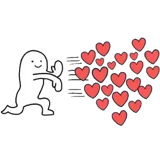 💓 hearts, love, cute, character, sticker, cartoon, white, red telegram sticker