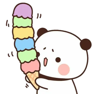 🐼 Panda, Glace, Mignon, Dessin animé, Animal whatsapp sticker