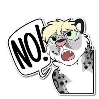 ❌ NO! Leopardo delle nevi, Furry, Cartone animato, Arrabbiato, No, Protesta telegram sticker