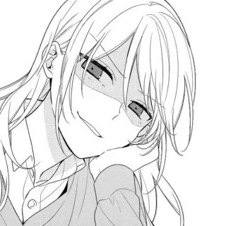 ✳️ anime, manga, chica, retrato, blanco y negro, sonriendo telegram sticker