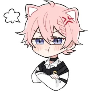 😒 anime, manga, cat ears, angry, chibi, kawaii, boy whatsapp sticker