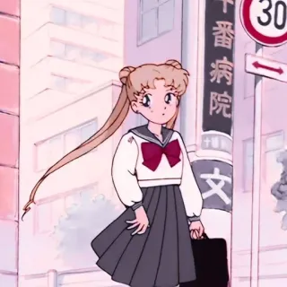 😗 Sailor Moon anime, school uniform, illustration, cartoon telegram sticker