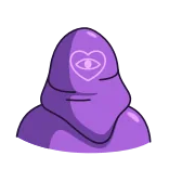 😈 morado, mancha, corazón, ojo, dibujos animados, lindo, pegatina telegram sticker