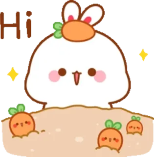 🐰 Hi rabbit, bunny, carrot, cute, kawaii, greeting, illustration telegram sticker