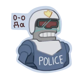 😏 O-O Да robô, polícia, capacete, desenho animado telegram sticker