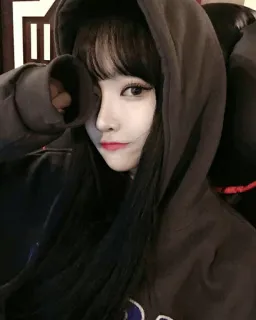 🍓 woman, hoodie, portrait, fashion, girl, beauty, asian, korean telegram sticker