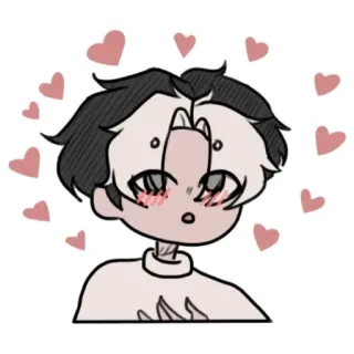 ⚪️ kreskówka, miłość, serca, słodkie, ilustracja, anime, naklejka telegram sticker