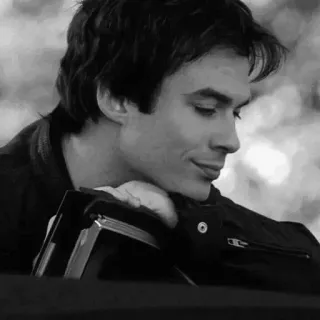 ▪️ Damon Salvatore The Vampire Diaries wampir, fanart, serial TV, przystojny, nadprzyrodzone, portret telegram sticker