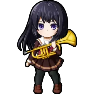 😍 Anime, Chibi, Trompette, Fille, Musique, Instrument telegram sticker
