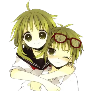 ❤️ Anime, Manga, Niedlich, Cartoon, Freunde, Umarmung telegram sticker