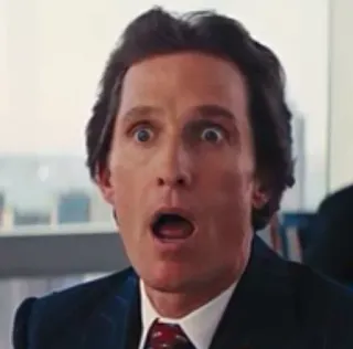 😱 Matthew McConaughey actor, surprise, shock, office, funny, meme, expression telegram sticker