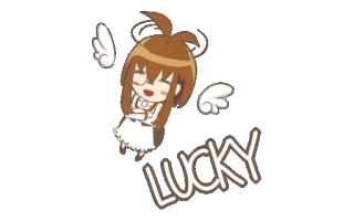 😄 LUCKY chance, dessin animé, ange, kawaii, mignon telegram sticker