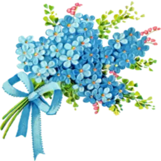 🌸 hoa, xanh dương, bó hoa, hoa, mùa xuân, thiên nhiên telegram sticker