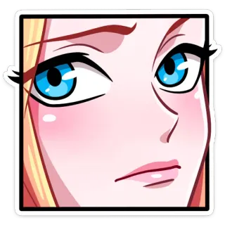 😳 woman, face, sticker, girl, anime whatsapp sticker