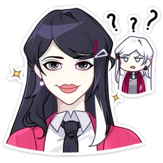 💋 Anime, Cô gái, Câu hỏi, Suy nghĩ, Sticker, Hoạt hình telegram sticker