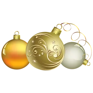 🎅 クリスマスオーナメント, 金, デコレーション, ホリデー, お祝い, ボール, クリスマス telegram sticker