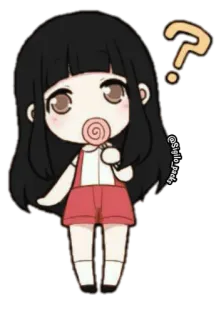 ❓ Chibi, Chica, Piruleta, Signo de interrogación, Dibujos animados, Lindo, Ilustración telegram sticker