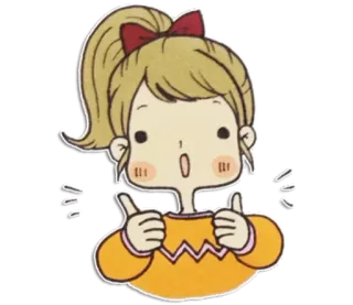 👍 Daumen hoch, Mädchen, Cartoon, Positiv, Zustimmung, Fröhlich whatsapp sticker