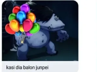 🫂 kasi dia balon junpei ลูกโป่ง, ตัวละคร, สัตว์ประหลาด, สีสัน, สนุก, ภาพประกอบ telegram sticker