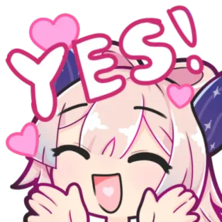 ✅ YES! Anime, Niedlich, Herzen, Rosa, Glücklich, Ja, Kawaii whatsapp sticker