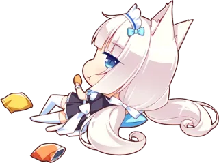 😒 Vanilla Nekopara アニメ, 猫耳, ちびキャラ, バニラ, かわいい, ネコぱら telegram sticker