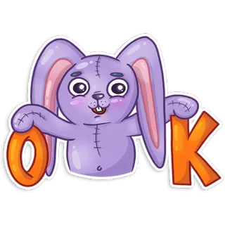 👌 OK зайчик, ок, милый, наклейка, игрушка whatsapp sticker