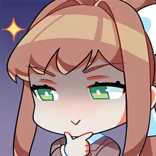 😏 Monika Doki Doki Literature Club! Monika, Doki Doki Literature Club!, Anime, Gioco, Personaggio, Pensando telegram sticker