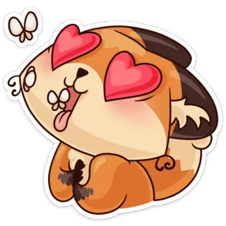 😍 pies, miłość, serca, słodki, zwierzę, kreskówka telegram sticker