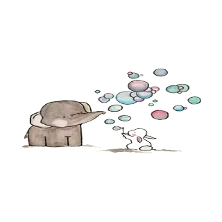 🐇 elefante, conejo, burbujas, lindo, dibujos animados, animales, amistad telegram sticker