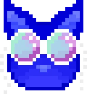 😶 猫, 像素画, 眼镜, 蓝色, 动物 telegram sticker
