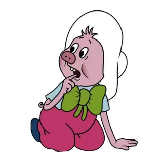 😩 Мультфильм, Свинья, Бант, Персонаж, Смешной, Милый telegram sticker