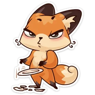 🍽 lis, kreskówka, naklejka, zwierzę, słodki telegram sticker