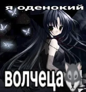 🐺 я оденокий волчеца anime, girl, wolf, butterfly, sad whatsapp sticker