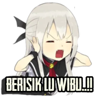 😫 BERISIK LU WIBU...!!! anime, girl, berisik, wibu, angry telegram sticker