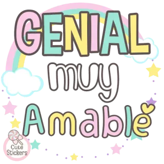 🌈 GENIAL
muy
Amable lindo, sticker, pastel, arcoíris, amigable, amable, español telegram sticker