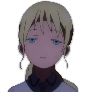 😕 anime, loira, rabo de cavalo, inexpressivo, cansado, personagem telegram sticker