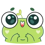 🤩 rana, lindo, verde, dibujos animados, animal, kawaii telegram sticker