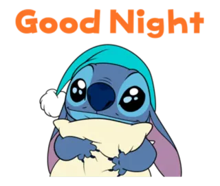 🌚 Stitch Lilo & Stitch Good Night buona notte, assonnato, cartone animato, disney, carino telegram sticker