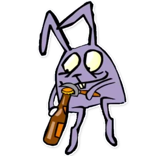 🍺 coelho, animal, bebendo, cerveja, desenho animado whatsapp sticker