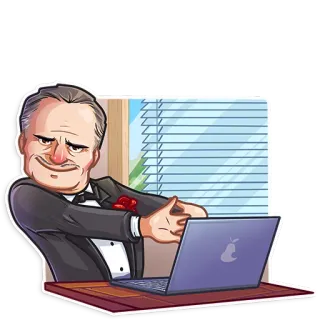 😏 man, laptop, desk, suit, tie whatsapp sticker