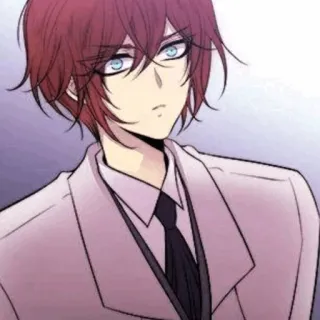 🥀 Gaya anime, rambut merah, pria, setelan jas, serius, potret, manga whatsapp sticker
