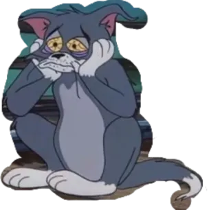 😫 Tom Cat Tom and Jerry Cartone animato, Triste, Gatto, Stanco, Depresso telegram sticker
