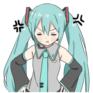 😤 Hatsune Miku Anime, Vocaloid, Mangá, Hatsune Miku, fofo, bravo whatsapp sticker