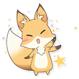 😁 fuchs, süß, tier, kawaii, cartoon whatsapp sticker