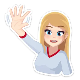 👋 Cartoon, Frau, winkend, blond, Gruß, Illustration telegram sticker
